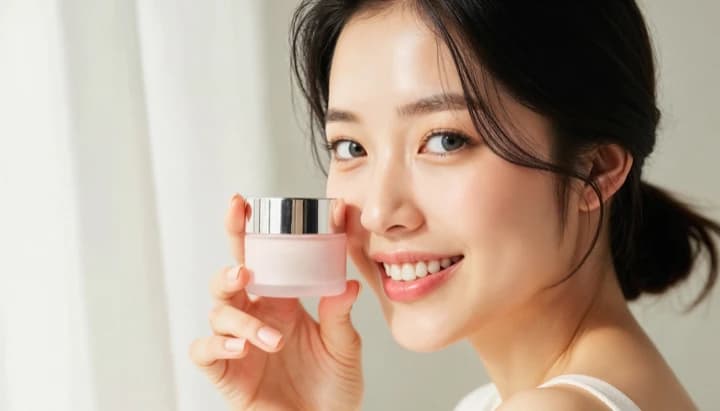 20대 여성 스킨케어 광고 이미지